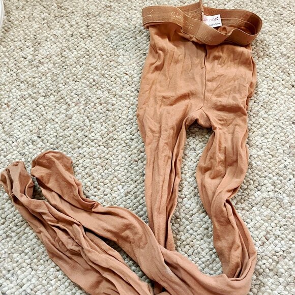capezio Tan footed tights Girls Size M Jazz Dance Medium Child RN 63356-1 - Picture 1 of 3